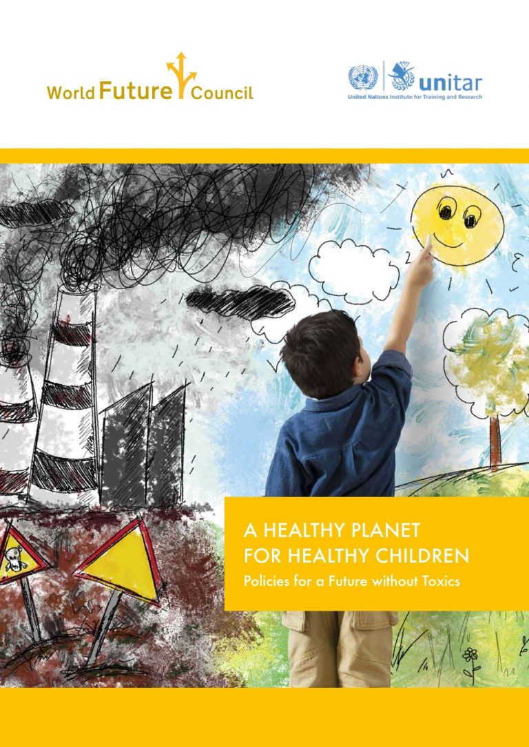 portada de folleto Un Planeta saludable para niños saludables- Políticas para un futuro sin tóxicos